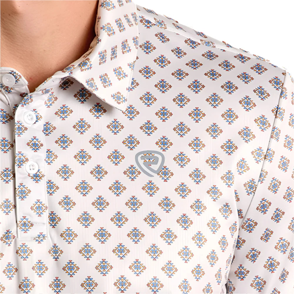 PANHANDLE MEN'S AZTEC PRINT POLO SHIRT - NATURAL