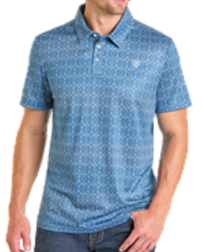 ROCK AND ROLL MEDALLION PRINT POLO - BLUE