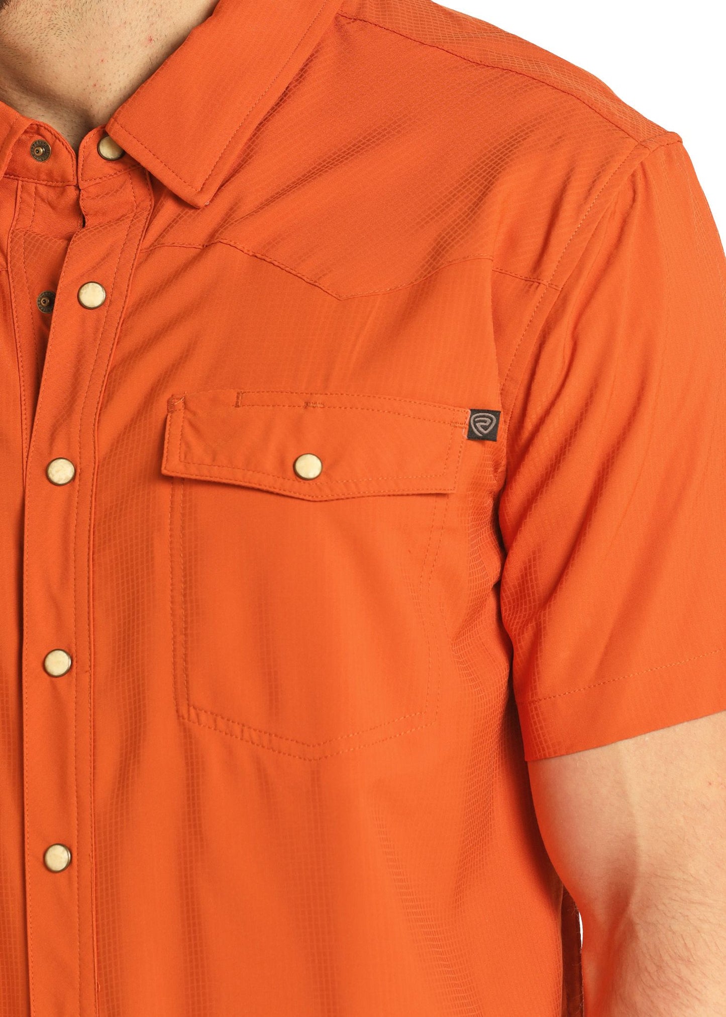 ROCK & ROLL DENIM MEN'S RIPSTOP MARBLE SNAP SHIRT - BURNT ORANGE