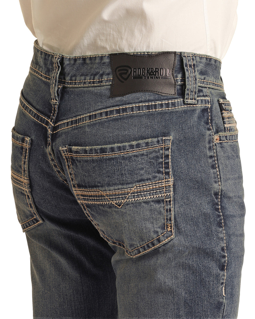 ROCK & ROLL MEN'S PISTOL RELAXED TAPERED STACKABLE BOOTCUT JEANS