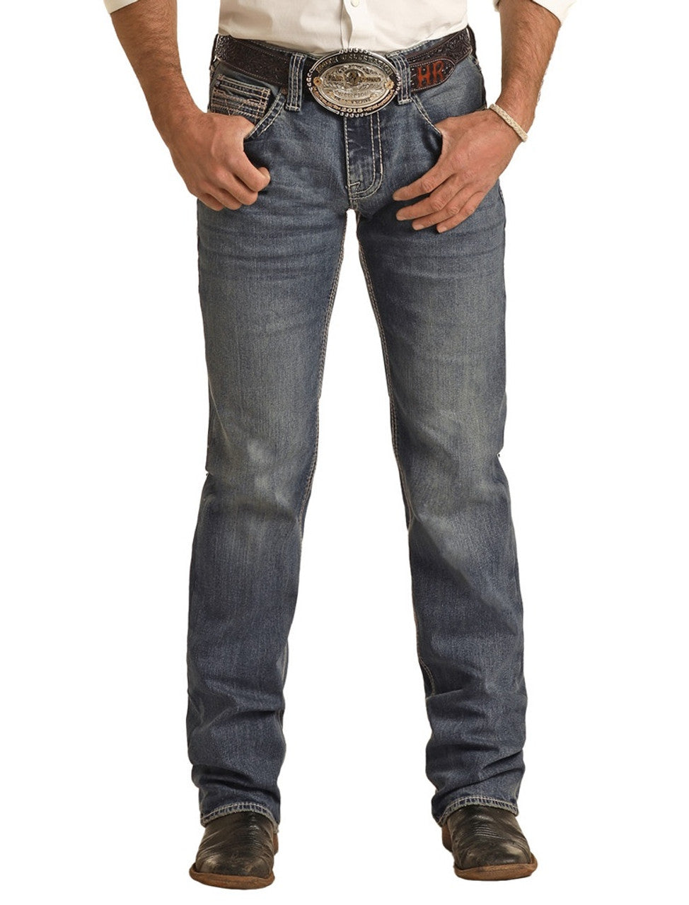 ROCK & ROLL MEN'S PISTOL RELAXED TAPERED STACKABLE BOOTCUT JEANS