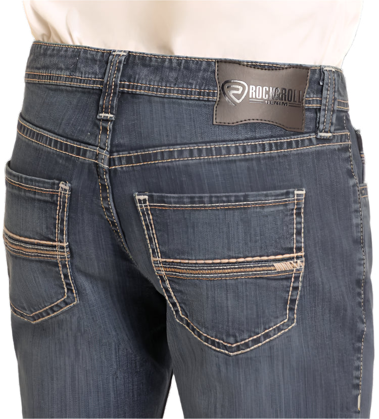 ROCK & ROLL DENIM PISTOL STACKABLE TWO-TONE STITCH BOOTCUT JEANS