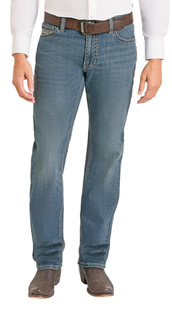 MEN'S ROCK AND ROLL DENIM RELAXED FIT LADDER V STACKABLE BOOTCUT JEANS