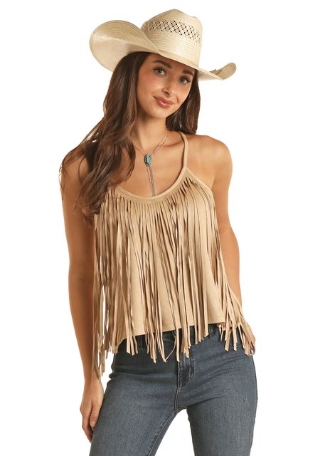 Rock & Roll Cowgirl Women's Fringed Suede Tank - 2 COLORS