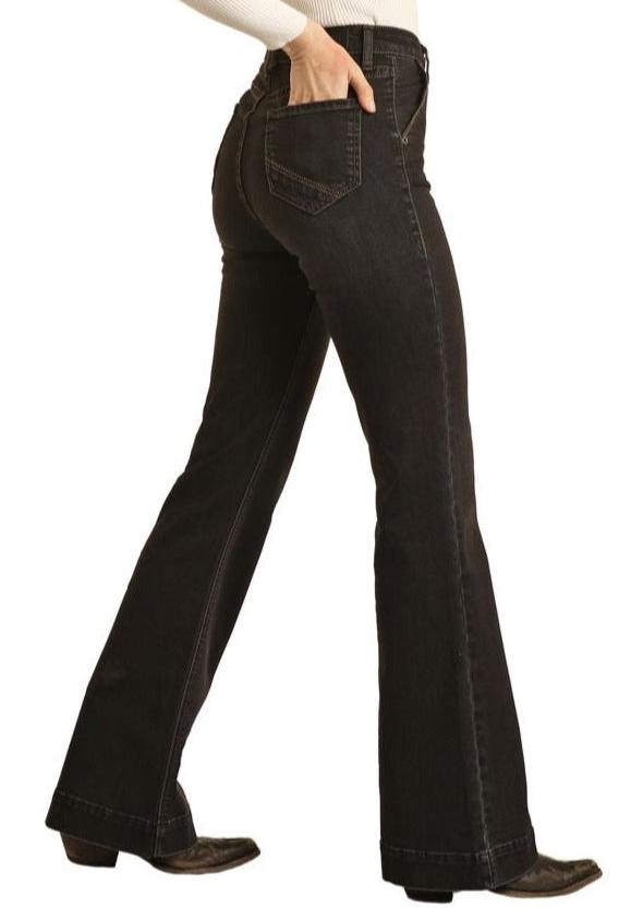 ROCK & ROLL HIGH RISE TROUSER JEANS - CHARCOAL