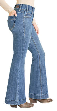 ROCK & ROLL LADIES MEDIUM WASH FLAWLESS FIT DOUBLE BUTTON TROUSER JEANS