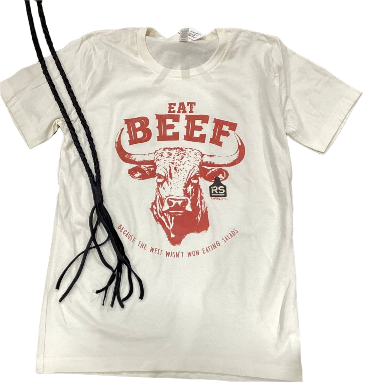 EAT BEEF... WEST WAS WON TEE SHIRT NATURAL ROUND NECK