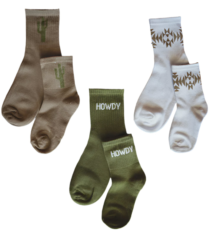 "CACTI MOOD" SOCK EM SILLY SOCKS 3 PACK