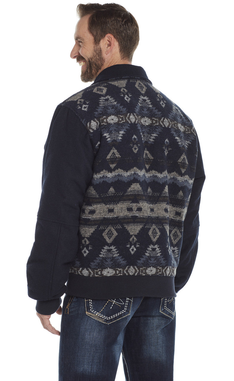 CRIPPLE CREEK MEN'S NAVAJO BLANKET SNAP FRONT JACKET W/ CONCEALED CARRY POCKET in MIDNIGHT