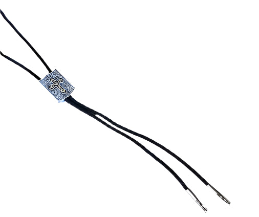 DOUBLE S SHIELD & CROSS BOLO TIE