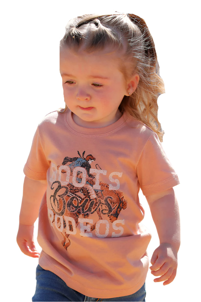 CRUEL GIRL TODDLERS' BOOTS, BOWS, RODEO TEE - PEACH