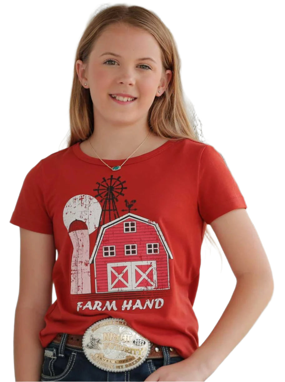 CRUEL GIRL GIRLS' FARM HAND TEE - RED