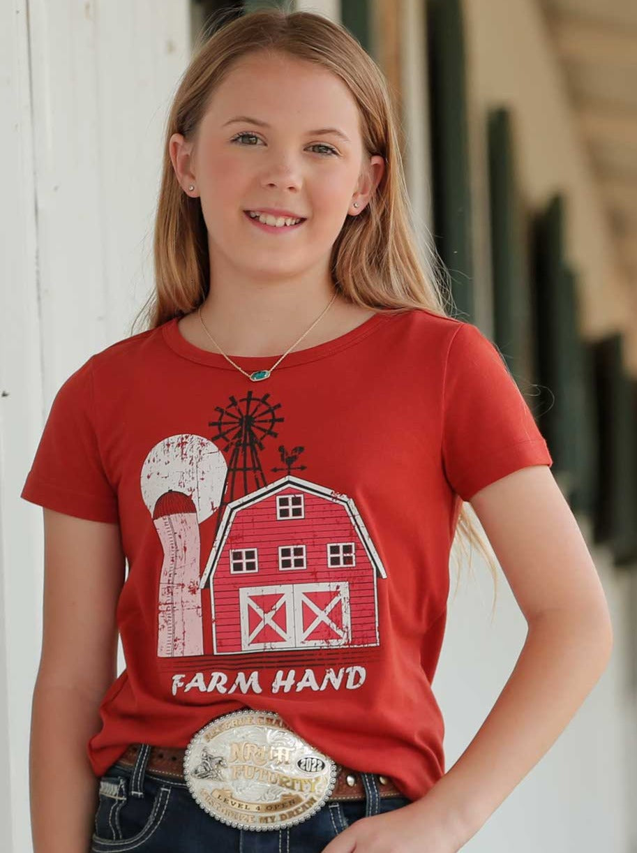 CRUEL GIRL GIRLS' FARM HAND TEE - RED