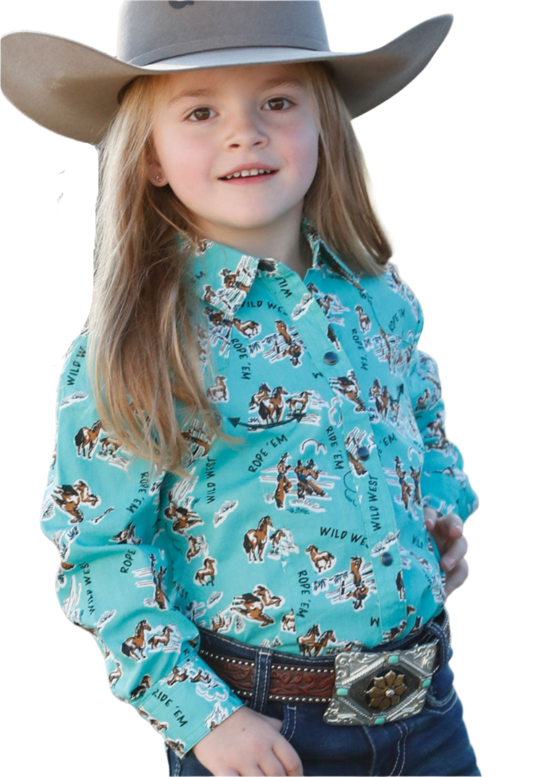 CRUEL GIRL'S COWGIRL PRINT BUTTON-DOWN WESTERN