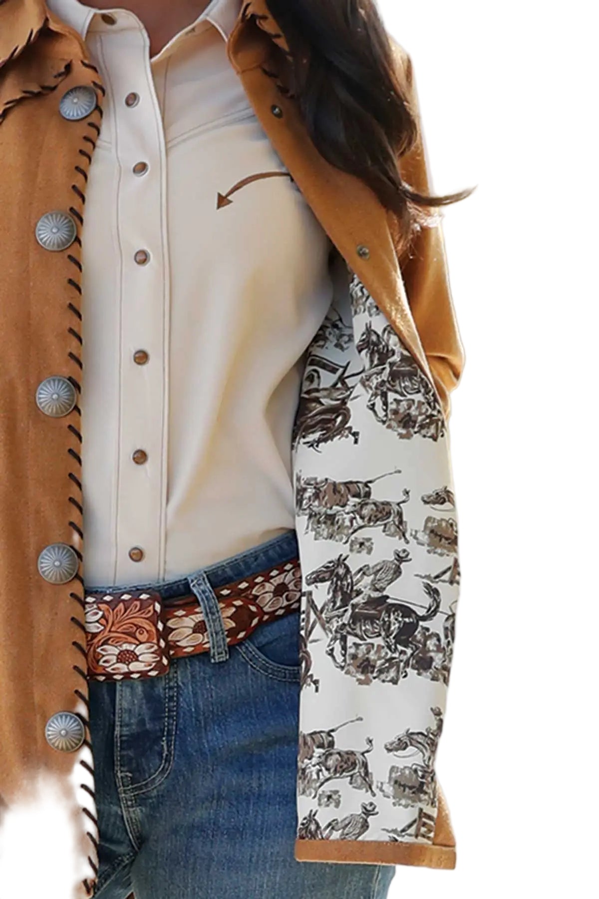 CRUEL DENIM WOMEN'S SHIRT JACKET in CAMEL/ BROWN