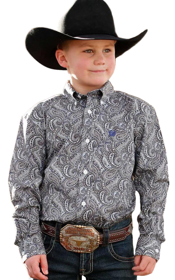 CINCH BOY'S LONG SLEEVE PAISLEY PRINT SHIRT
