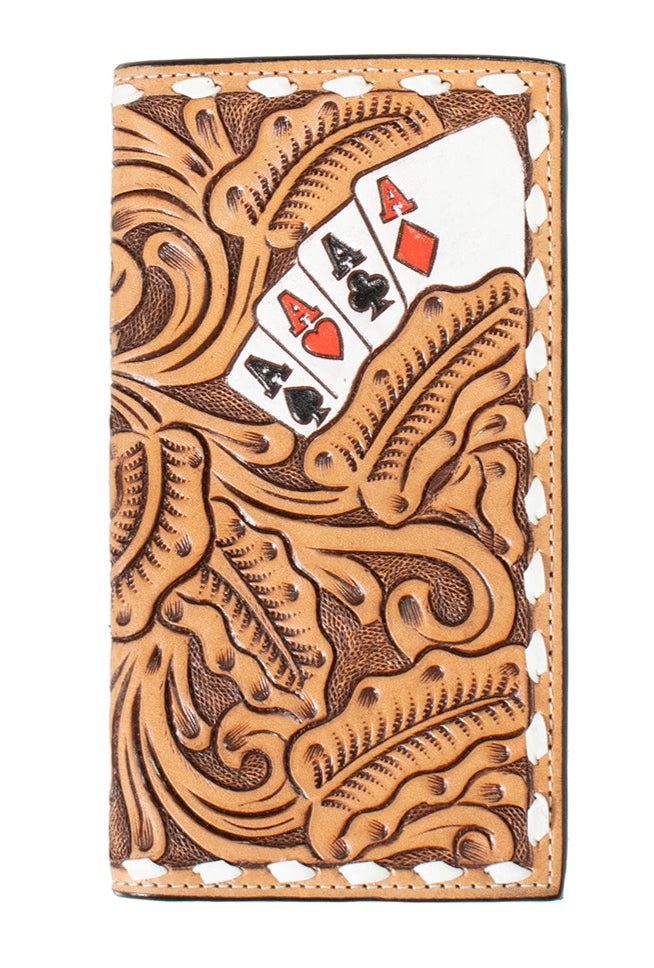 3D RODEO WALLET HAND PAINTED ACE CARDS - NATURAL