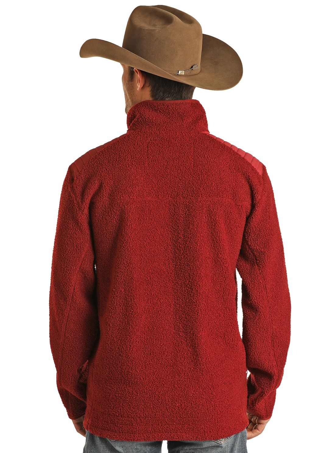 POWDER RIVER SOLID PULLOVER IN TEDDY BEAR FLEECE - BURGANDY