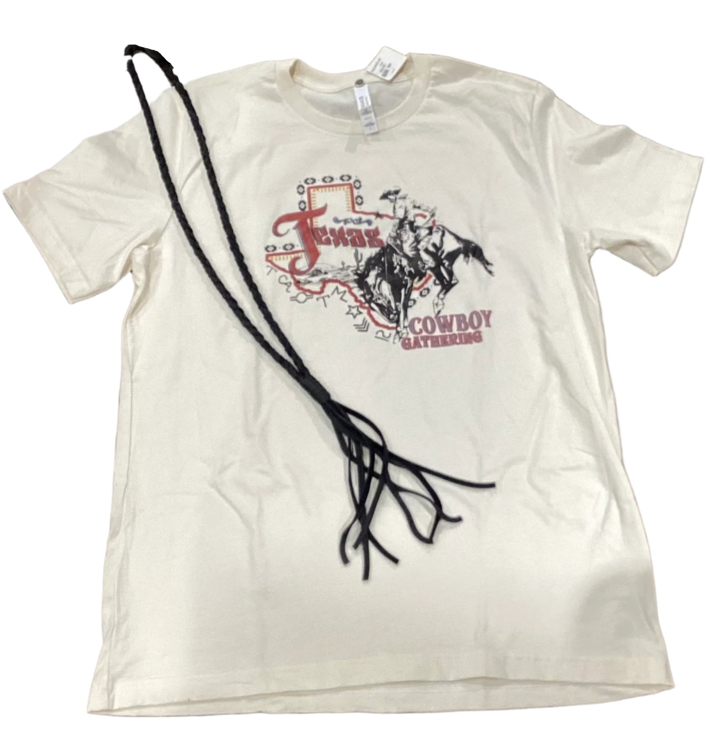 TEXAS BRONC TEE SHIRT - NATURAL ROUND NECK