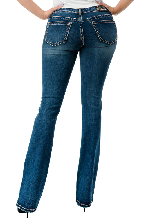 GRACE IN LA WOMEN'S BASIC MID RISE BOOTCUT