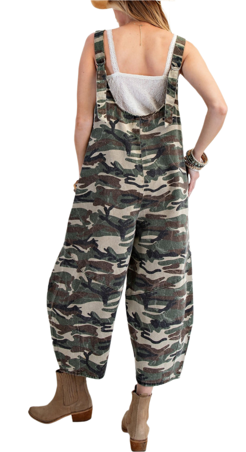 CAMO PRINT WASHED TWILL OVERALL JUMPSUIT