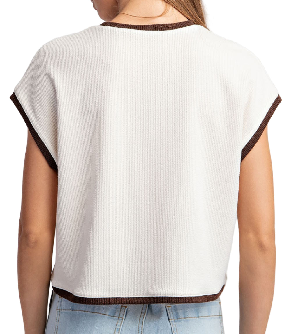 CAP SLEEVE TWO-TONE TOP