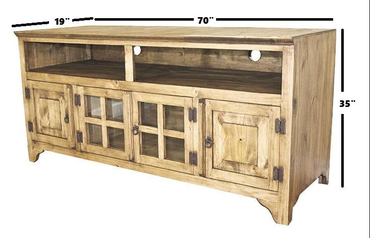 4 DOOR PONDEROSA PINE 70" TV CONSOLE