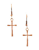 AUSTIN ACCENTS THIN COPPER CROSS DANGLE EARRINGS