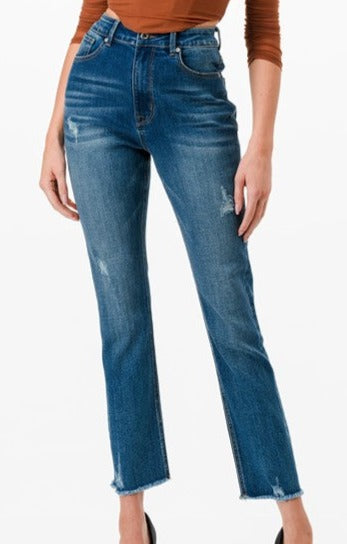 Grace in LA Easyfit Straight Distressed Jeans