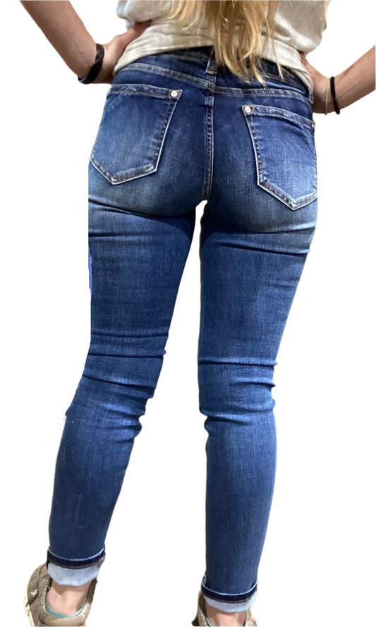 GRACE IN LA WOMEN'S EASY FIT BLUE SKINNY JEAN