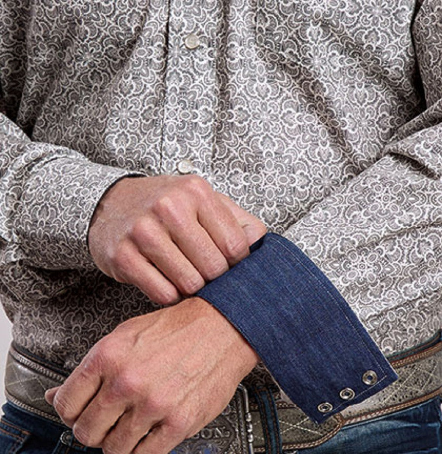 STETSON GREY PAISLEY MEDALLION PRINT SNAP SHIRT