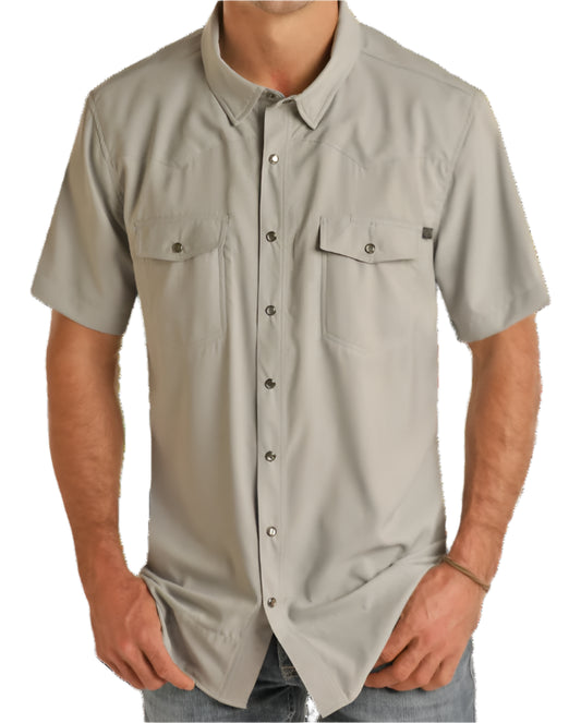 ROCK AND ROLL MEN'S TEK WESTERN SHIRT - GREY