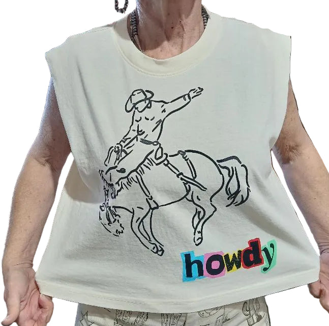 HOWDY LADIES' MUSCLE TEE in CREAM
