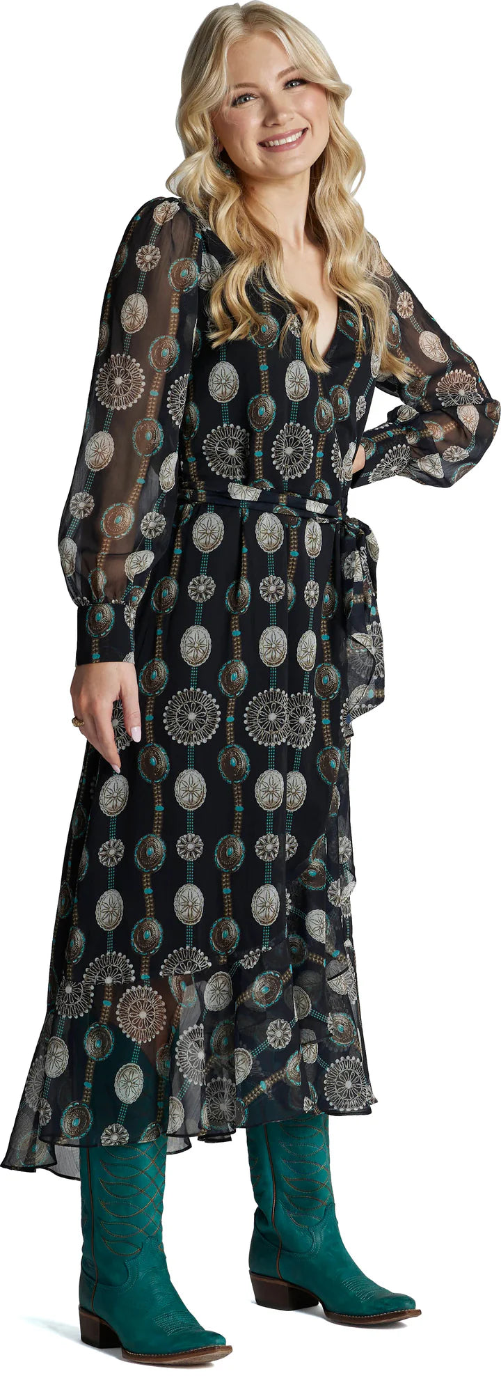 JUSTIN MAXI WRAP - BLACK/CONCHOS