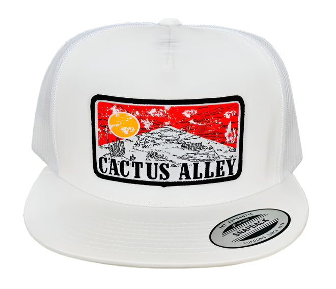 "RED SKY" PATCH CAP in WHITE MESH SNAPBACK