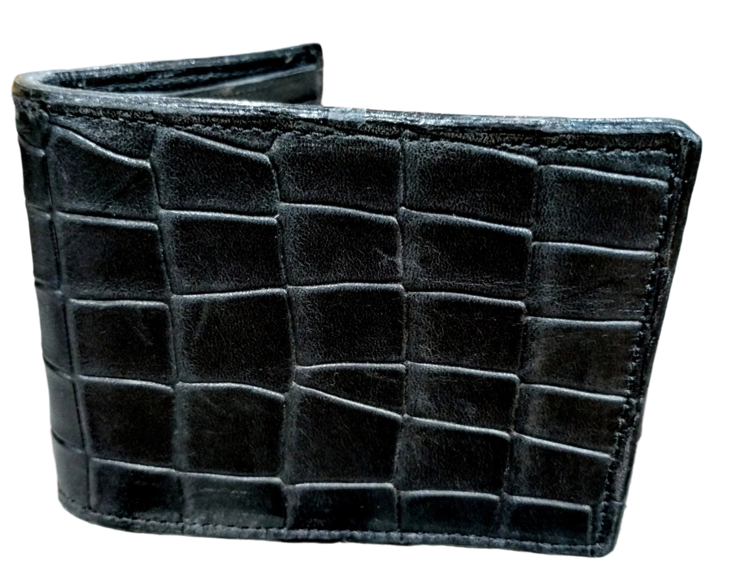 DOUBLE J SADDLERY BLACK DIAMOND BACK CROCK BIFOLD WALLET
