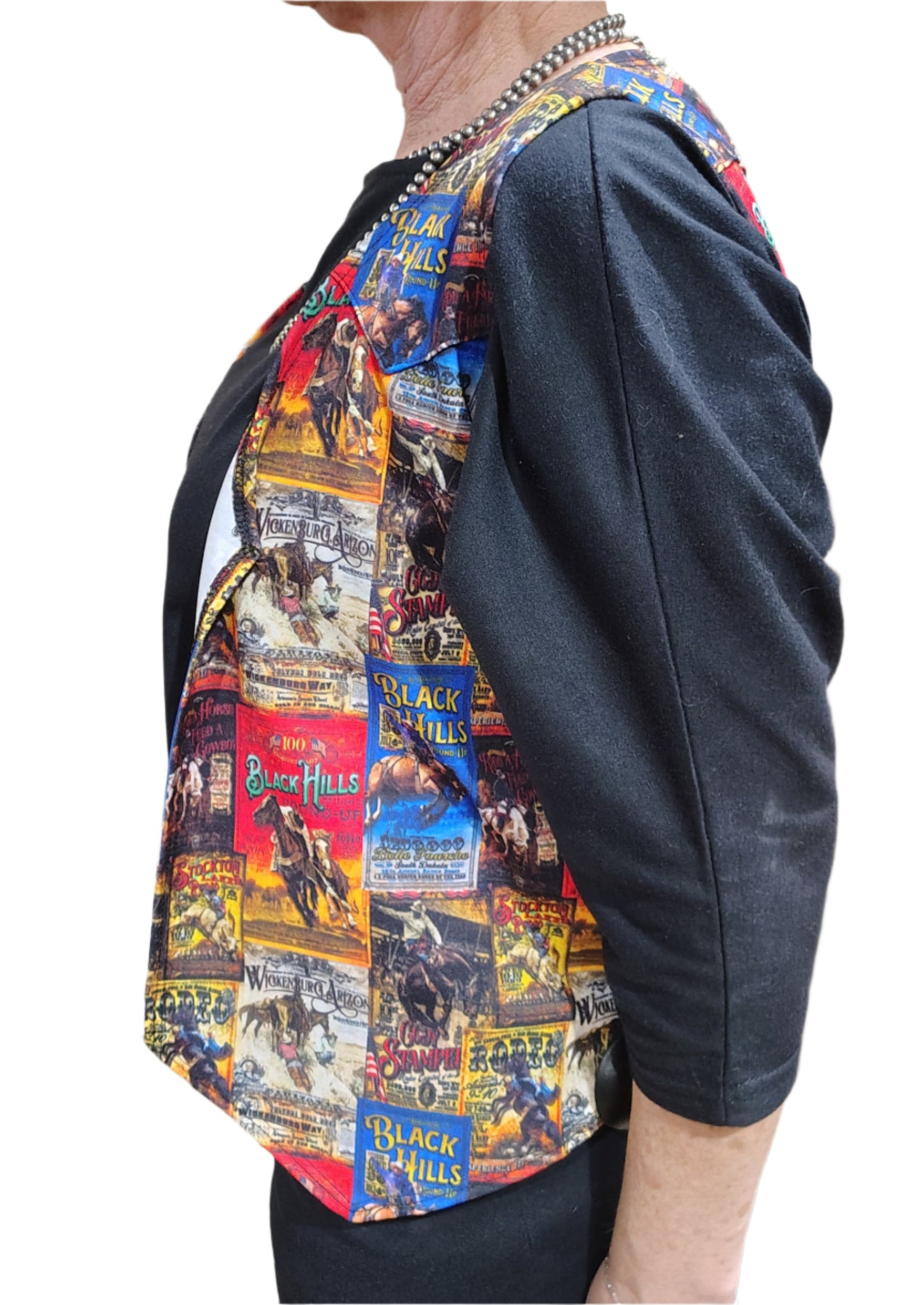 VINTAGE WESTERN COLLAGE PRINT VEST