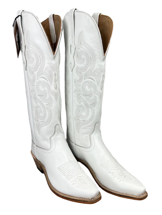 Women's Old West Tall All White Snip Toe Western Boot