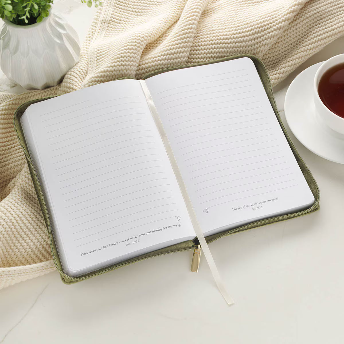 "ALL THINGS" GREEN FAUX LEATHER ZIP CLOSURE JOURNAL