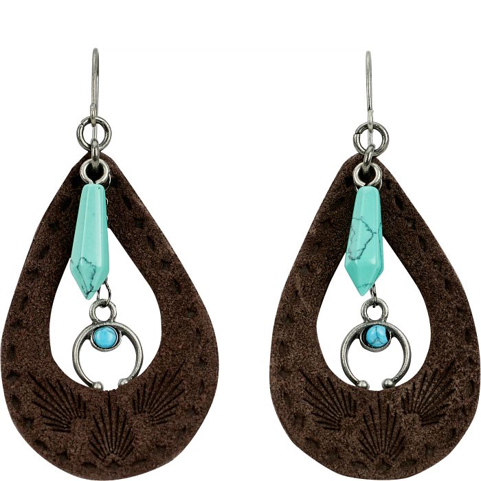 JUSTIN WOMEN'S TOOLED LEATHER EARRINGS