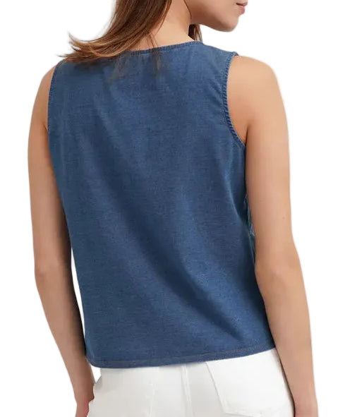 DENIM KNIT TIE FRONT VEST