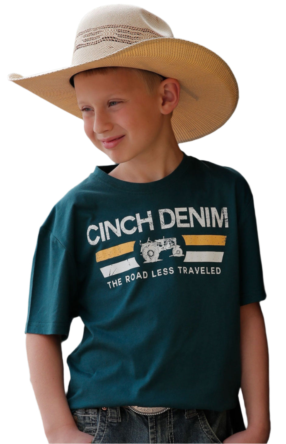 CINCH BOY'S ROAD LESS TRAVELED WESTERN TEE - DARK GREEN