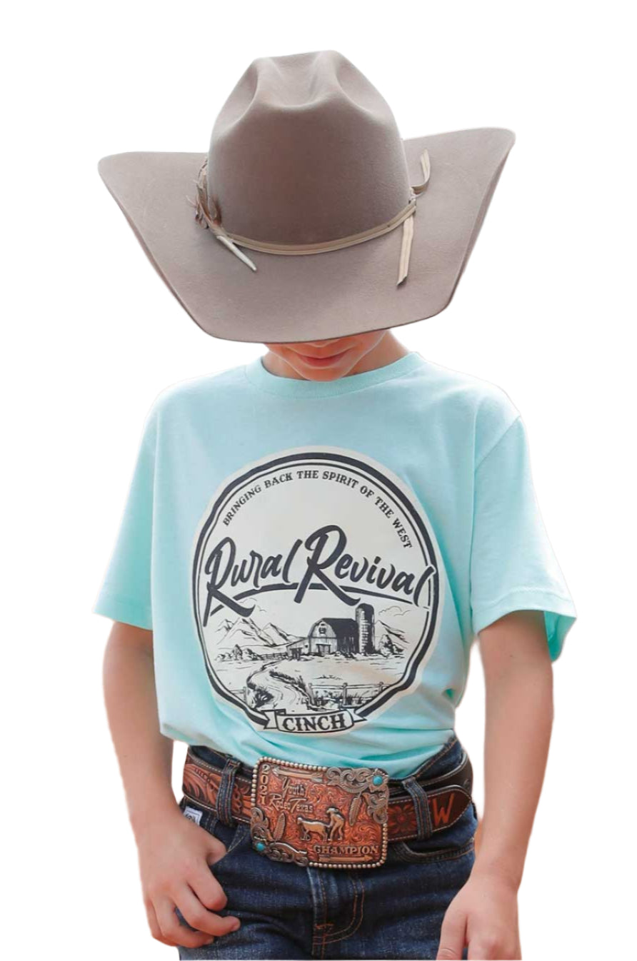 CINCH BOY'S RURAL REVIVAL TEE - LIGHT BLUE