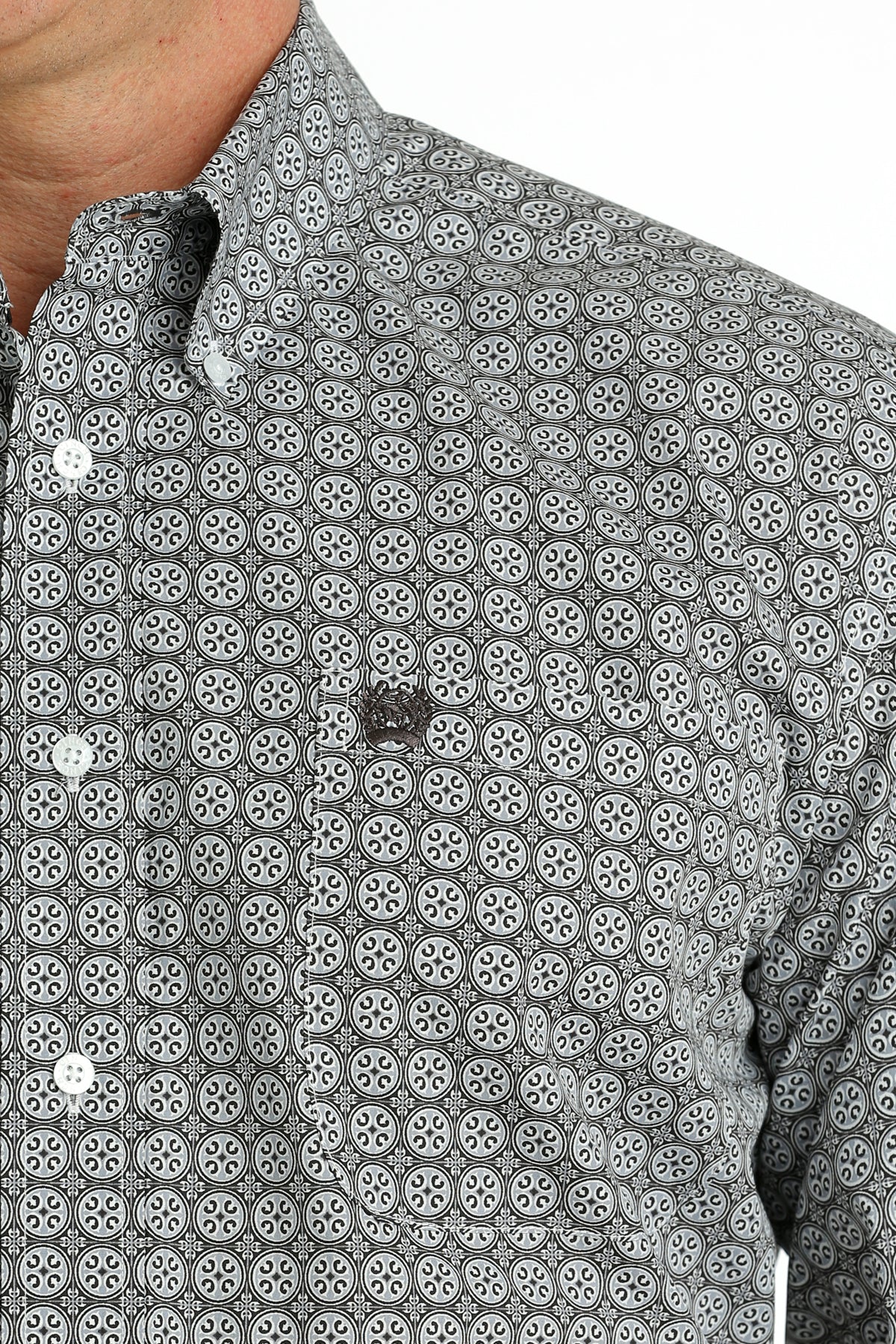 MEN'S CINCH GEOMETRIC PRINTED BUTTON-DOWN WESTERN SHIRT - GREY