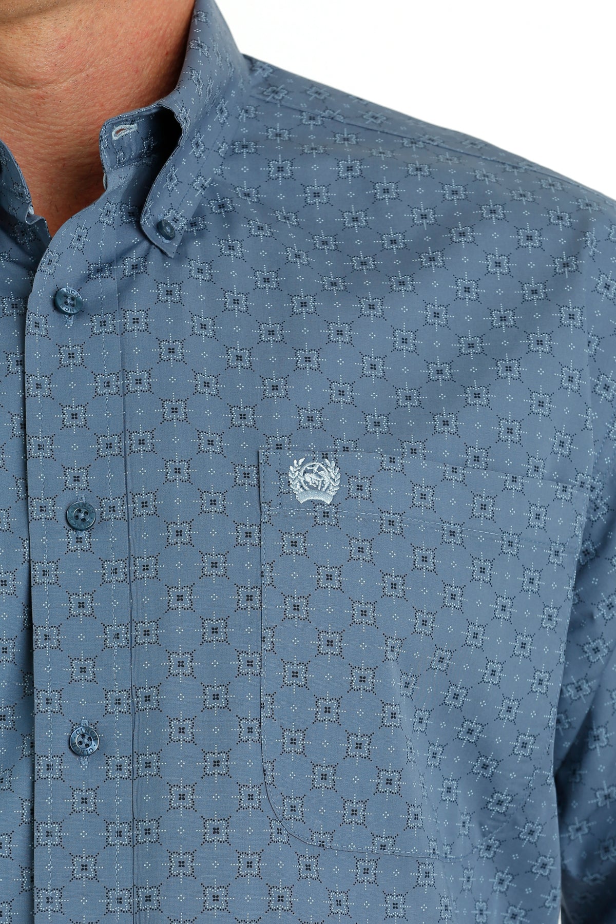 CINCH MEN'S GEOMETRIC PRINT BUTTON-DOWN WESTERN SHIRT - BLUE