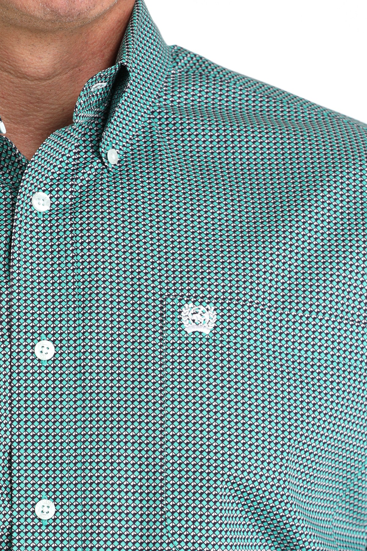CINCH MEN'S LONG SLEEVE GEO PRINT SHIRT - TURQUOISE