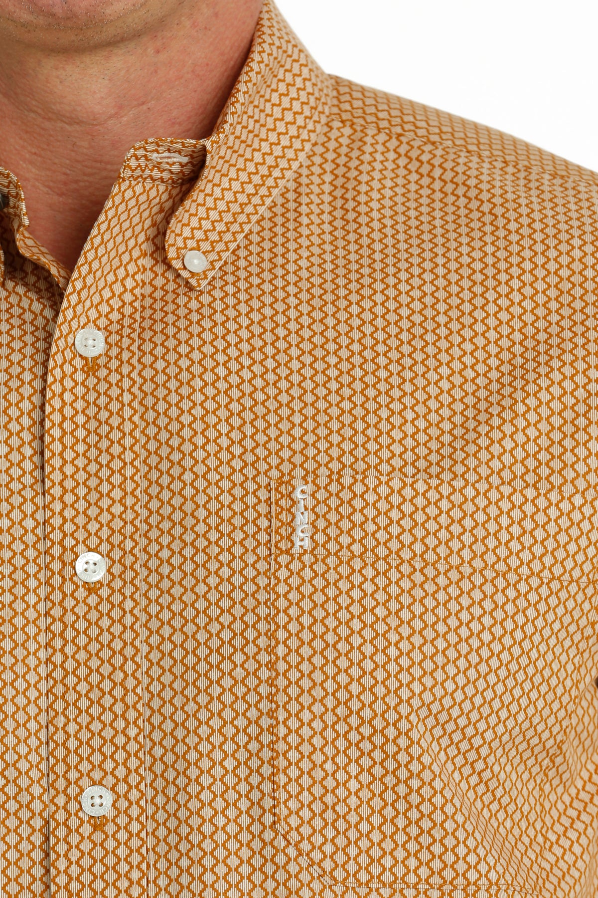 CINCH MEN'S MODERN FIT GEOMETRIC BUTTON-DOWN WESTERN SHIRT - ORANGE