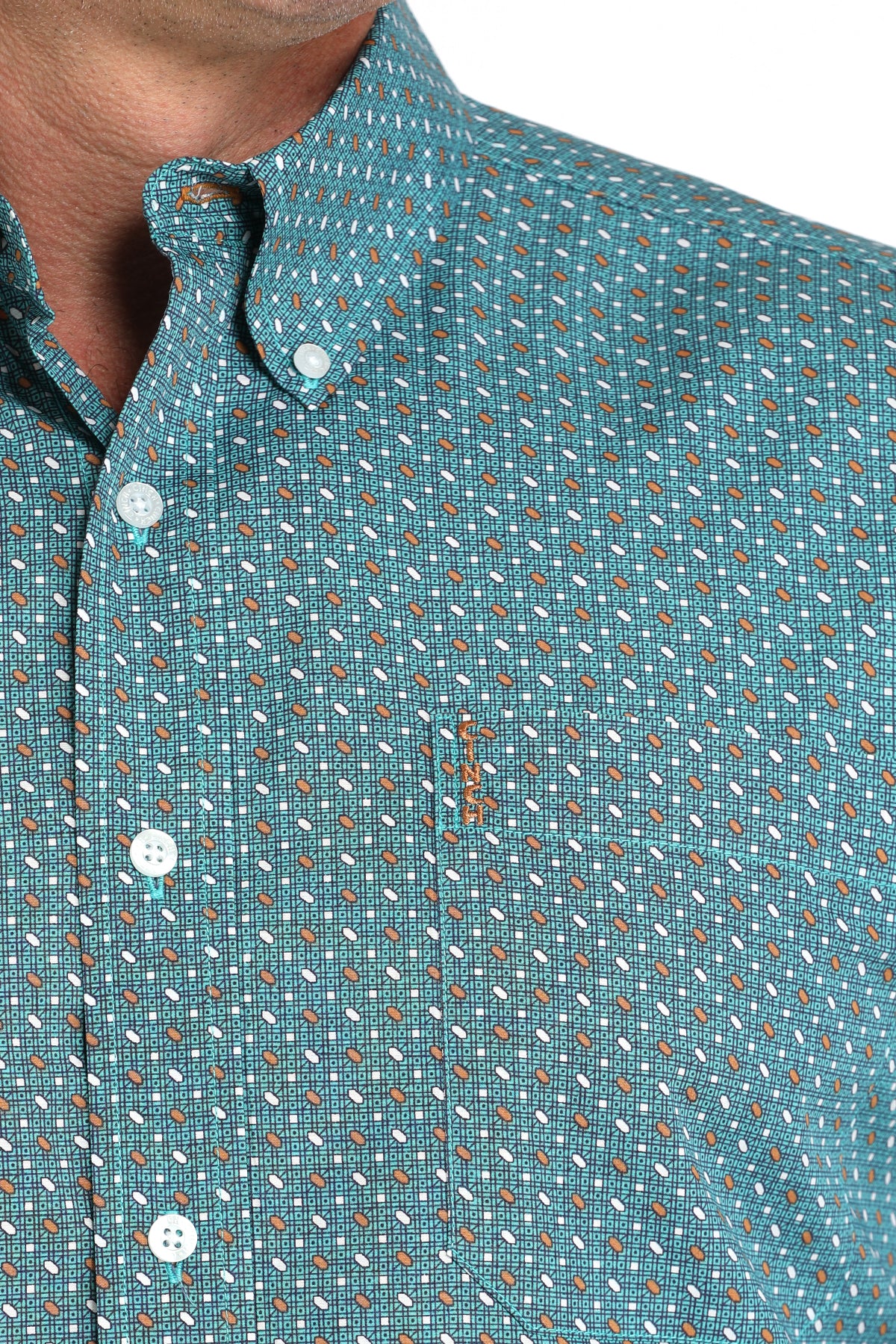 CINCH MEN'S LONG SLEEVE MODERN FIT GEO PRINT SHIRT - TURQUOISE