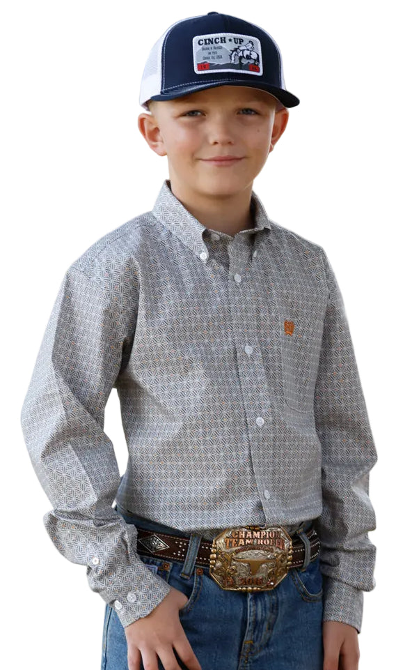 CINCH BOY'S PRINT LONG SLEEVE WESTERN SHIRT