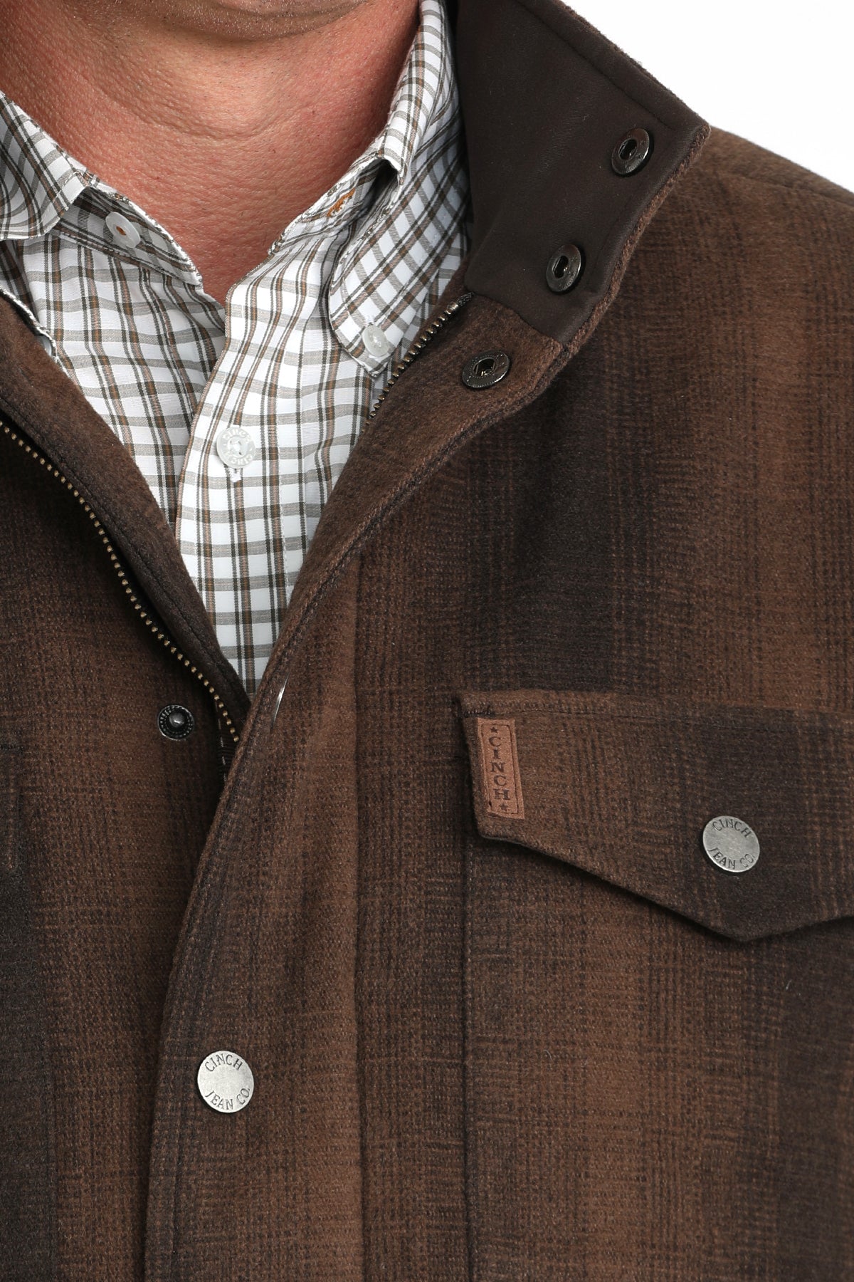 CINCH MEN'S BROWN PLAID FRONTIER COAT - WINTER25